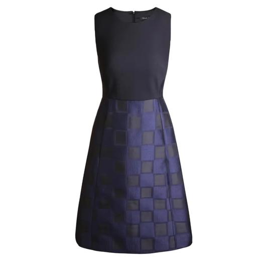 提花拼接连衣裙 - 圆领无袖经典通勤百搭春夏超显瘦连衣裙1801060 商品图0