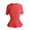 春夏时尚-圆领短袖荷叶摆修身女士通勤 纯色短款上衣套衫 1802018 商品缩略图2