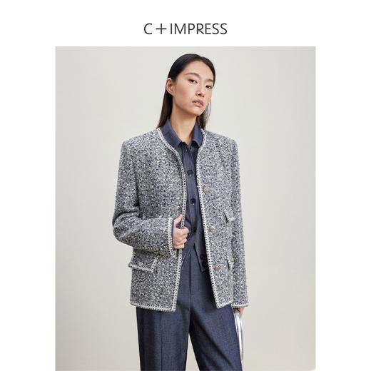 西嘉C+IMPRESS/西嘉法式小香风外套女春羊毛艺术花呢时髦四口袋设计感WT2401056 商品图3
