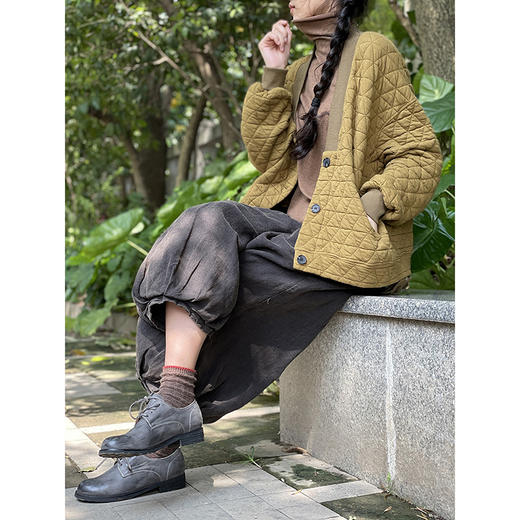 裁缝学苑AX157冬季复古菱形格棉衣纸样女装加厚夹棉开衫短外套上衣版型 商品图5