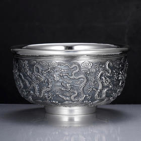 子佩集S999银【龙舞瑞云端】碗摆件【BX0080221】2401