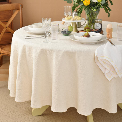 国风海棠系列圆桌布国风全棉欧式复古圆桌布 商品图0