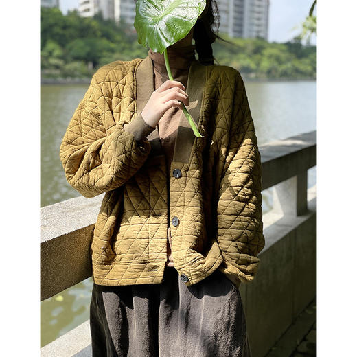 裁缝学苑AX157冬季复古菱形格棉衣纸样女装加厚夹棉开衫短外套上衣版型 商品图4