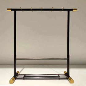 紫光檀镶铜笔架