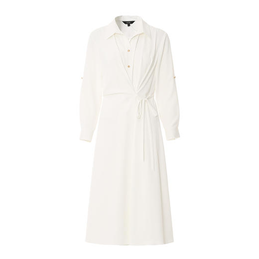 EITIE爱特爱气质通勤简约大气宽松系带收腰白色衬衫连衣裙24新款A2407303 商品图5