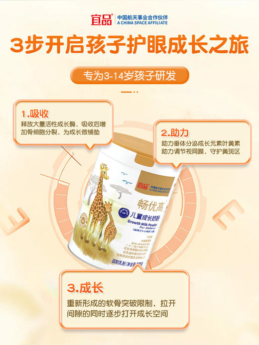 宜品畅优高儿童学生成长奶粉3-15岁奶粉4段3-6岁青少年成长高钙奶粉 【高效吸收，助力成长】 商品图5