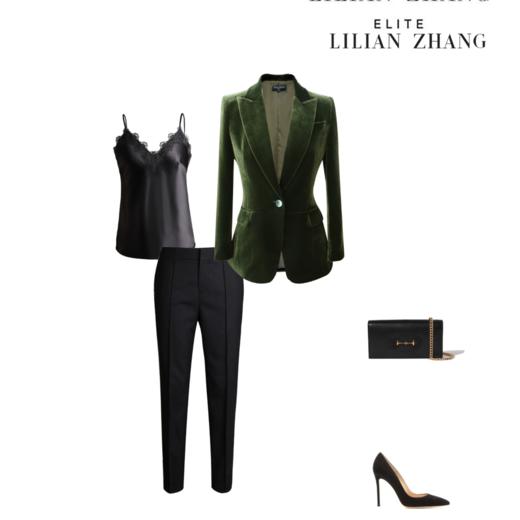 商务通勤-女士黑色修身时尚-绵羊毛压线小脚西裤显瘦长裤 2004016 商品图3