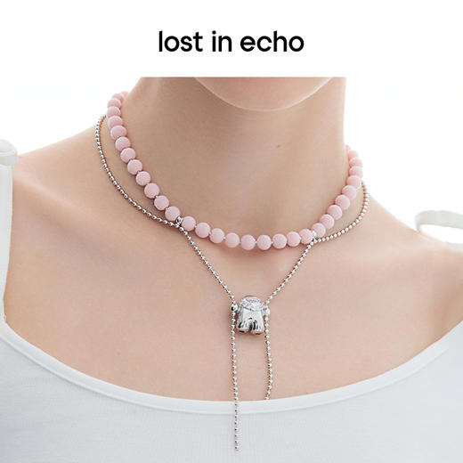 lost in echo2023秋冬新品Yetti荡秋千植绒双层流线项链锁骨链女 商品图2