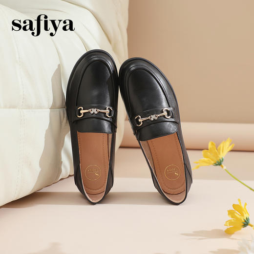 Safiya/索菲娅2024春季新品英伦风百搭羊皮舒适通勤软底乐福单鞋 SF41112120 商品图2