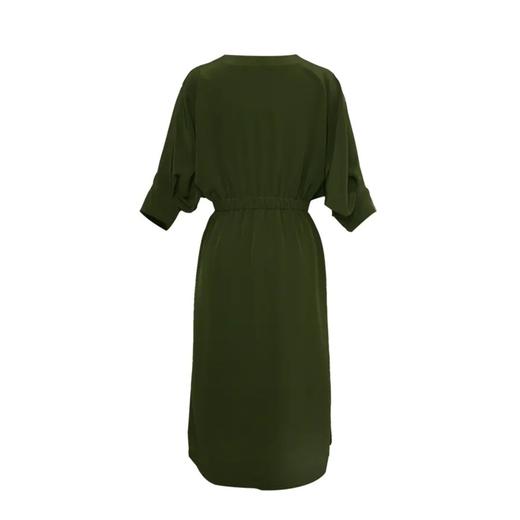 时尚通勤-麻缎连袖、收腰五分袖气质显瘦时尚法式连衣裙  2001010 商品图3