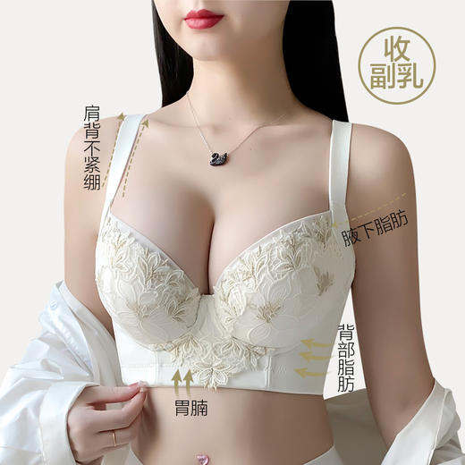 「国风 夜染星辰」小胸圆润 简约百搭 梅兰竹菊 零压迫 舒适美胸 记忆软钢圈  小胸显大调整型文胸 商品图6