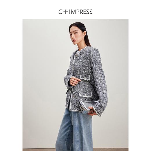 西嘉C+IMPRESS/西嘉法式小香风外套女春羊毛艺术花呢时髦四口袋设计感WT2401056 商品图1