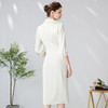 EITIE爱特爱优雅精致气质包臀白色缎面暗纹衬衫连衣裙24新款A2407321 商品缩略图4
