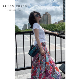 定制-度假遐想—褶饰长款半身裙、沙滩春夏--碎花裙伞裙  2203005