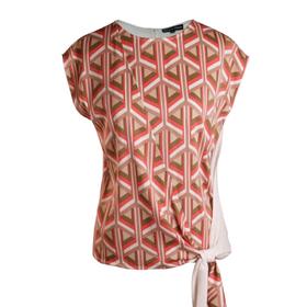 定制—拼接条纹衬衫—百搭休闲女士时尚印花圆领花色上衣 1702037