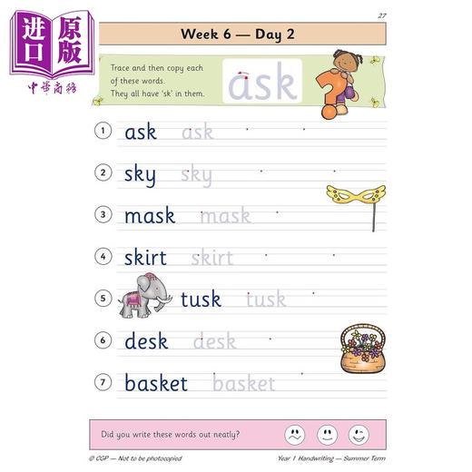 【中商原版】英国原版CGP教辅 新版KS1手写日常练习书 一年级夏季学期 New KS1 Handwriting Daily Practice Book Year 1 商品图2