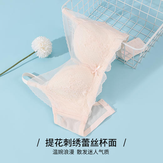 雅黛丽内衣小胸薄款透气蜂巢杯文胸刺绣甜美蕾丝美背无钢圈胸罩女 商品图1