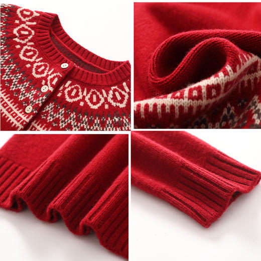 QY92373  红色本命年毛衣显瘦羊毛衫女100纯羊毛毛衫上衣 商品图2
