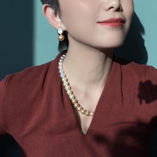 PEARLSIDE 渐变四季彩珍珠项链/金珠贝珠贝壳耳钉 商品图3