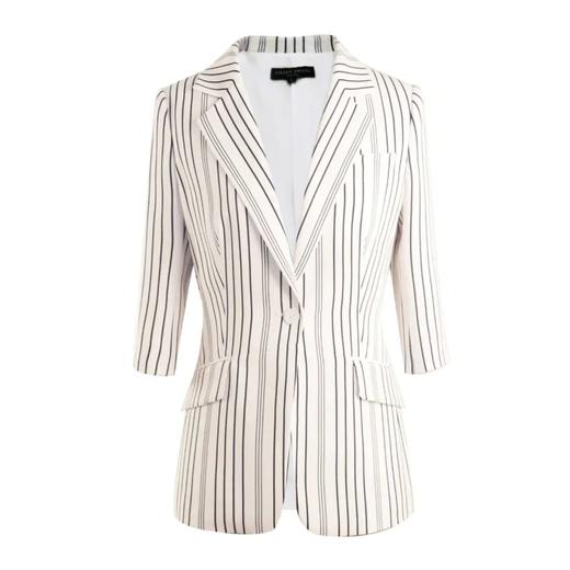 ELITE休闲一粒扣西装 - 优雅通勤显瘦条纹修身西服外套 1905010 商品图0