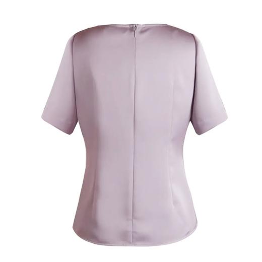 春夏时尚—修身设计感气质—抽褶圆领短袖显瘦  纯色上衣 1802042 商品图3