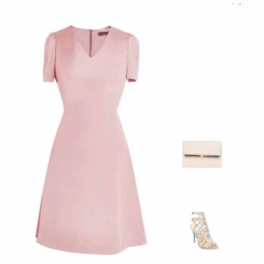 ELITE 清新V领短袖连衣裙 - 优雅轻奢礼服茶歇法式连衣裙 1701063 商品图2