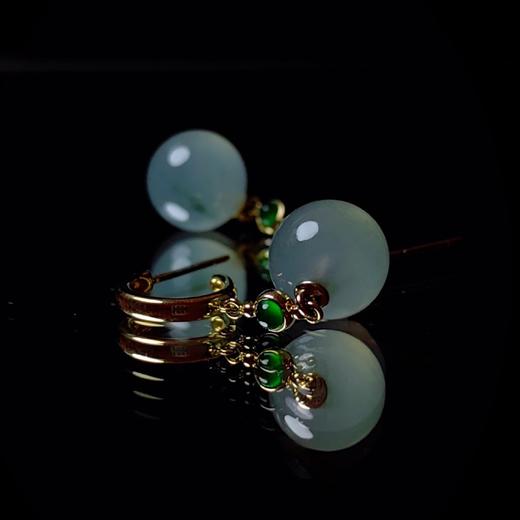 【玲珑】18k镶嵌翡翠珠子耳环 商品图6
