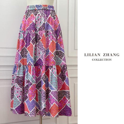 定制-度假遐想—褶饰长款半身裙、沙滩春夏--碎花裙伞裙  2203005 商品图1