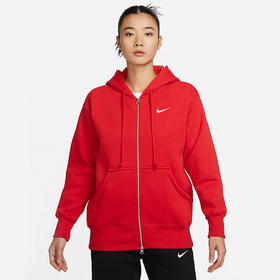 Nike/耐克女子红色卫衣夹克春季新款宽松加绒连帽衫外套DQ5759-657