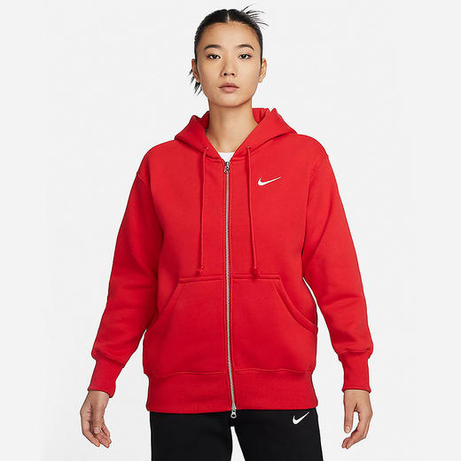 Nike/耐克女子红色卫衣夹克春季新款宽松加绒连帽衫外套DQ5759-657 商品图0