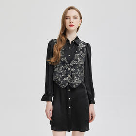 PE259斯尔丽2024春夏新款小众时髦假两件马甲配长衬衣