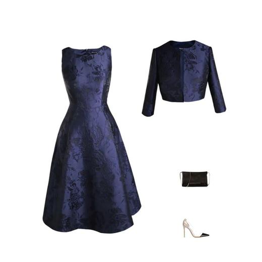 气质提花无袖修身优雅连衣裙中国风、日常a字轻礼服长裙1801048 商品图2