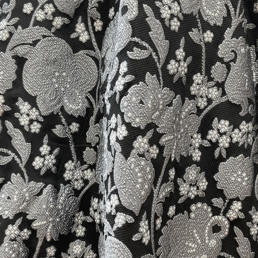 定制—复古轻奢时尚高腰织锦A黑色气质蕾丝半身长裙优雅2203004 商品图2