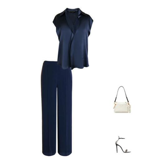 定制—”通勤风”三醋酸多色压线阔腿裤 - 薄款直筒长裤  1804026 商品图4