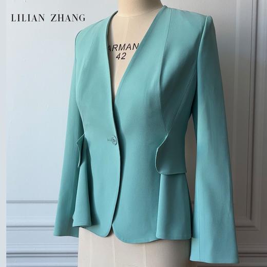 设计感通勤气质显瘦修身波浪摆一粒扣休闲风正肩长袖西装 1905024 商品图0