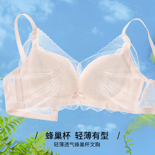 雅黛丽内衣小胸薄款透气蜂巢杯文胸刺绣甜美蕾丝美背无钢圈胸罩女 商品图0