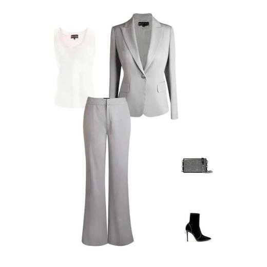 极简风一粒扣长袖西装、西服通勤职场-休闲时尚-气质灰色 1705048 商品图2