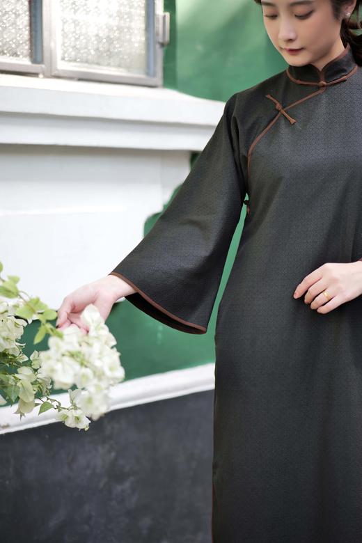 漫物记喇叭袖三粒扣香云纱旗袍xys-173 商品图2