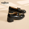 Safiya/索菲娅2024春季新品复古金属扣漆皮一脚蹬粗跟英伦乐福鞋 SF41112078 商品缩略图1