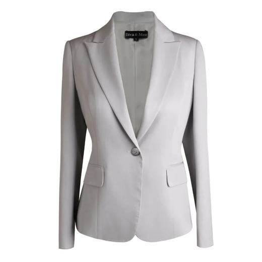 极简风一粒扣长袖西装、西服通勤职场-休闲时尚-气质灰色 1705048 商品图0