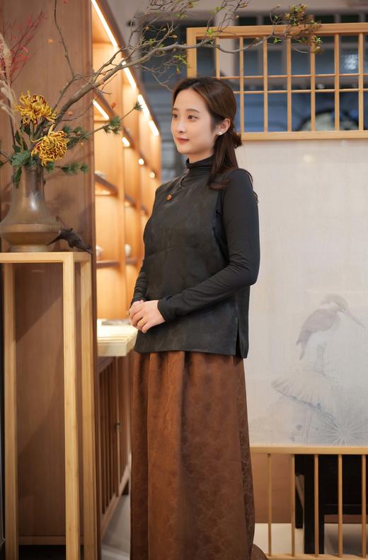 漫物记提花香云纱圆领斜襟马夹XYS-172 商品图0