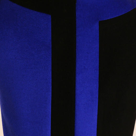 ELITE普蓝撞色羊毛无袖连衣裙 - 圆领修身拼色女士中长裙 1701110 商品图2