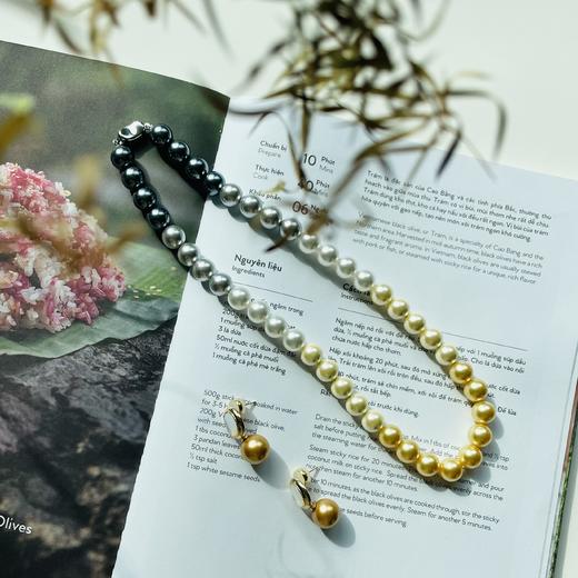 PEARLSIDE 渐变四季彩珍珠项链/金珠贝珠贝壳耳钉 商品图2