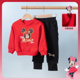【商场同款】迪士尼童装米妮卫衣套装2024春秋新款女童中国风上衣休闲裤两件套224DT0175