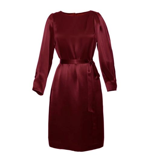 簇褶缎面长袖连衣裙、小众系带收腰  法式显瘦设计感时尚 1801055 商品图0