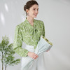 EITIE爱特爱复古清新印花时尚宽松泡泡袖飘带绿色衬衫24新款A2409309 商品缩略图2