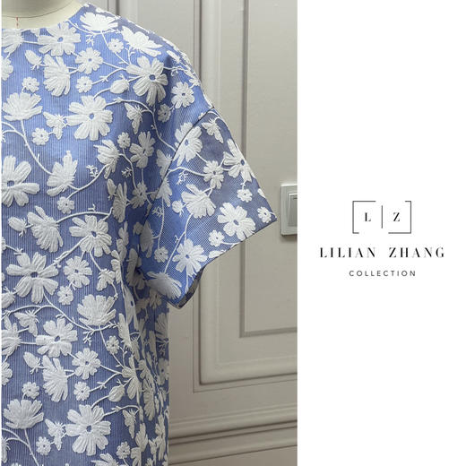 莫奈花园—欧洲织锦Oversize提花圆领连衣裙碎花女款春夏2201027 商品图1