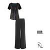 舒适极简风-ELITE黑色直筒显瘦阔腿裤- 垂感通勤休闲长裤 2004004 商品缩略图2