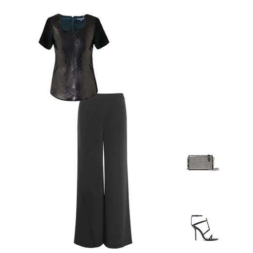 舒适极简风-ELITE黑色直筒显瘦阔腿裤- 垂感通勤休闲长裤 2004004 商品图2