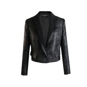 定制—ELITE 缎面拼边提花 - 修身显瘦轻奢百搭短款外套  1905035